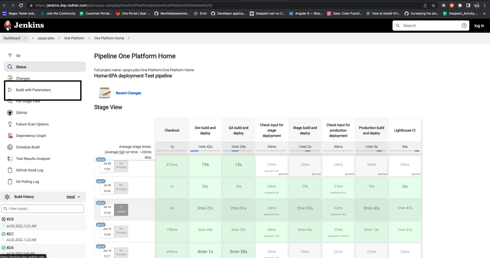 Build with parameter screen